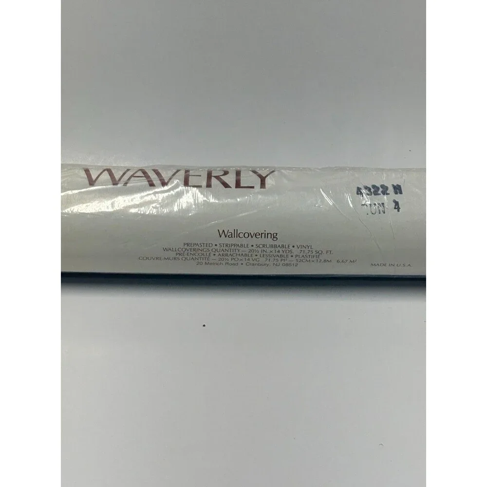 Waverly Wallpaper Roll 4322 H Navy Blue Ivory Geometric Dot Prepasted Vinyl NOS